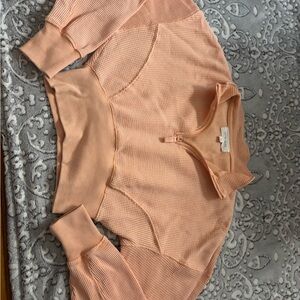 Hippie Rose Apricot Waffle Knit Top